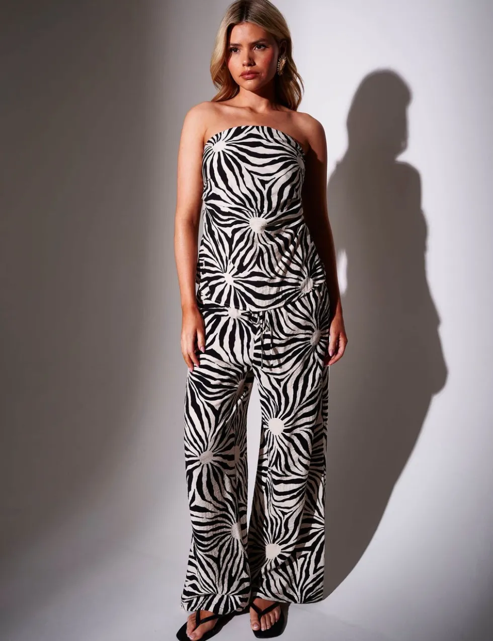 Sun Print Wide Leg Beach Trousers