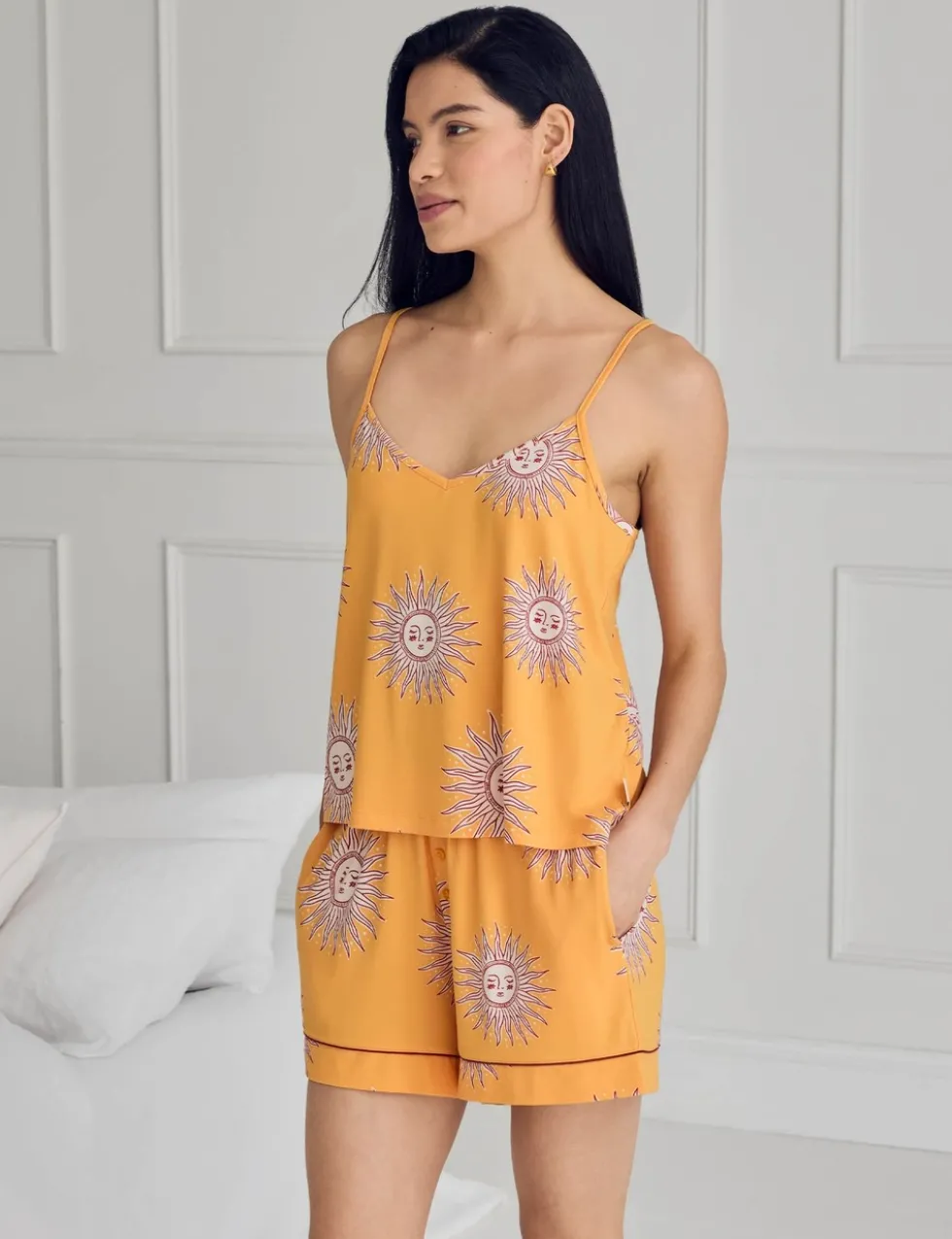 Sun Strappy Cami Top And Boxer Shortie Set
