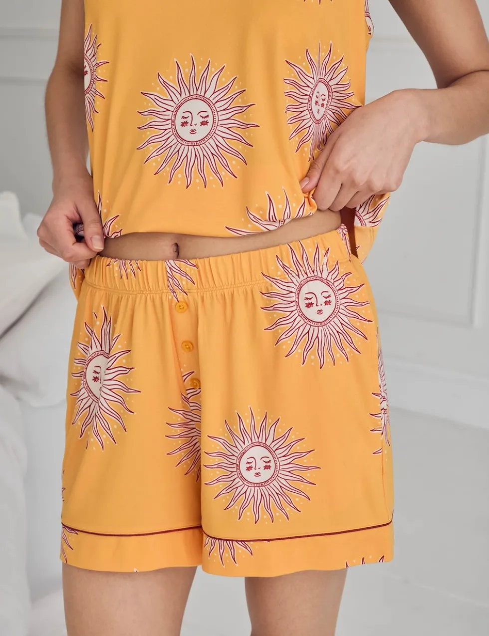 Sun Strappy Cami Top And Boxer Shortie Set