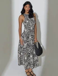 Sunburst Print High Neck Maxi Beach Dress