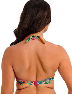 Sunset Reef Leaf Print Wired Halterneck Bikini Top