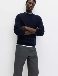 Supersoft Ribbed Crew Neck Jumper with Wool