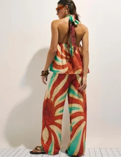 Swirl Print Wide Leg Trousers