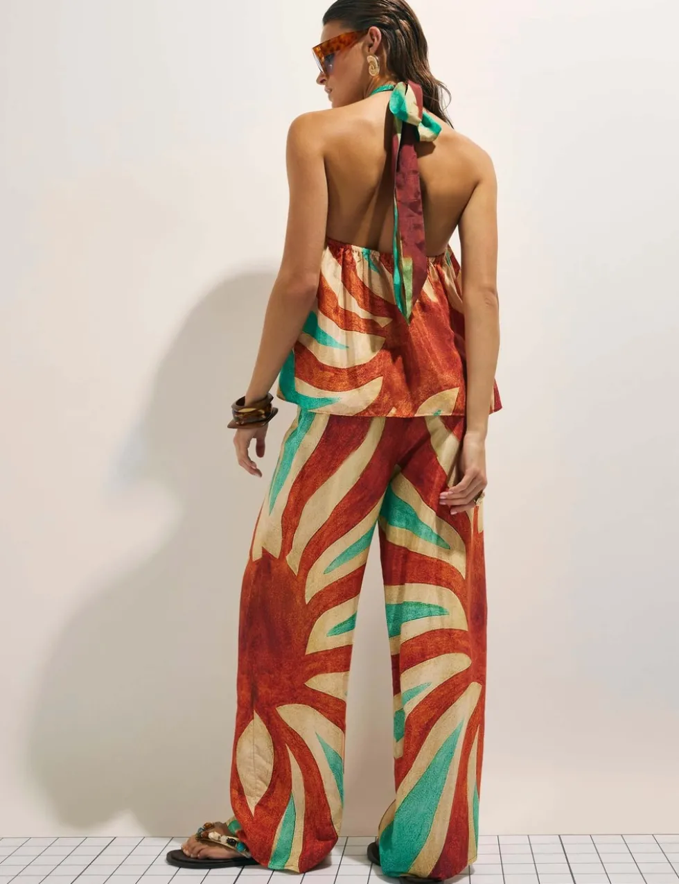 Swirl Print Wide Leg Trousers