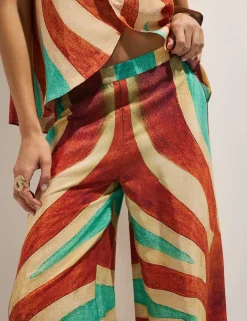 Swirl Print Wide Leg Trousers