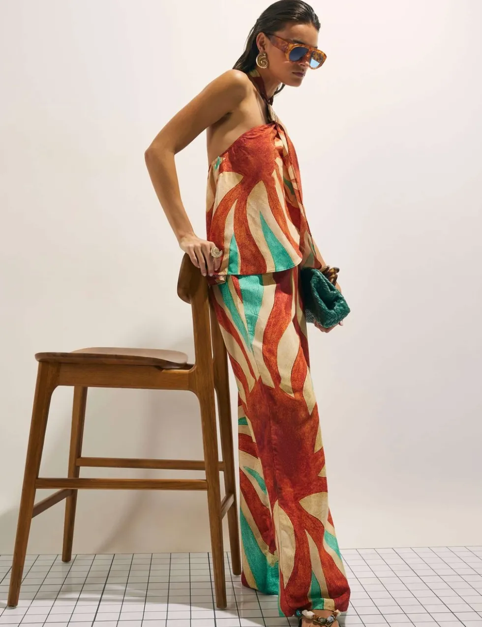 Swirl Print Wide Leg Trousers