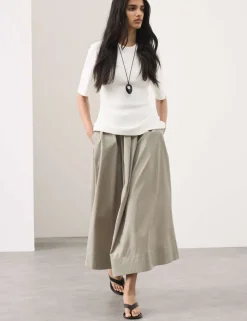 Taffeta Pleated Maxi Skirt
