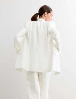 Tailored Basketweave Single Breasted Longline Jacket