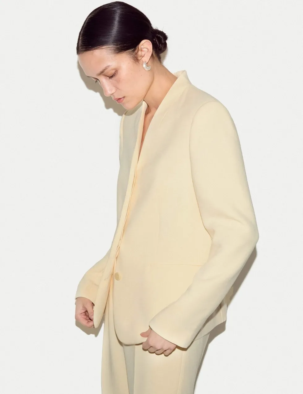 Tailored Collarless Blazer