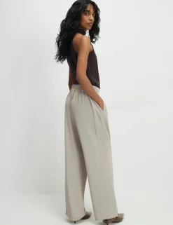 Tailored Drawstring Wide Leg Trousers