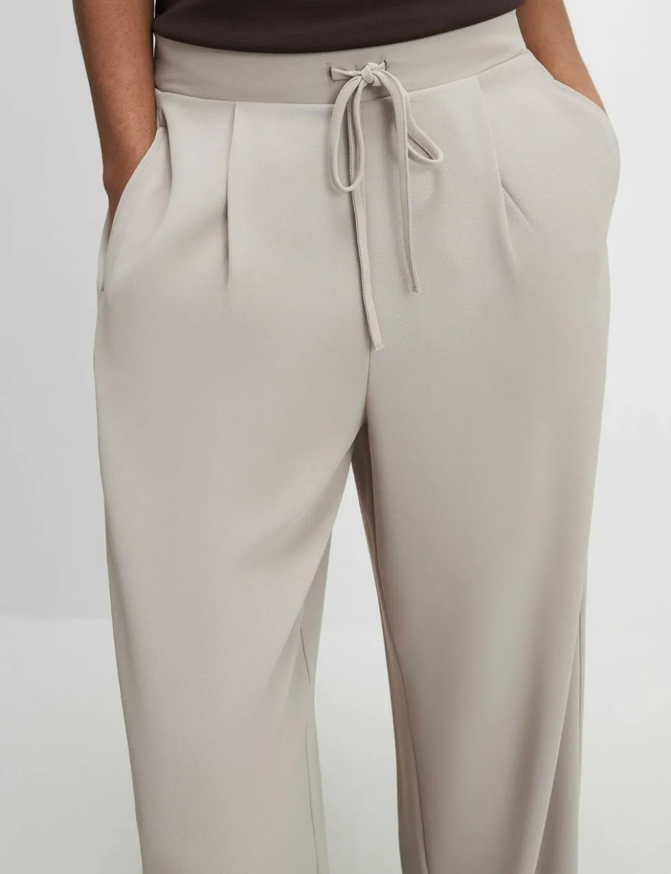 Tailored Drawstring Wide Leg Trousers