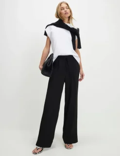 Tailored Drawstring Wide Leg Trousers