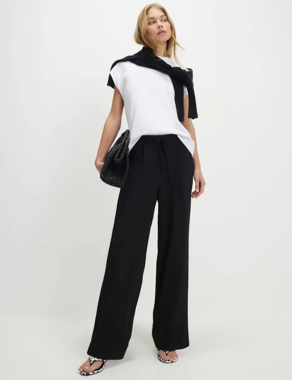 Tailored Drawstring Wide Leg Trousers
