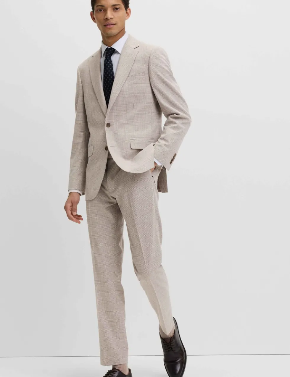 Tailored Fit Check Suit Trousers