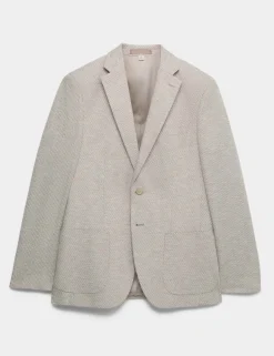Tailored Fit Cotton Blend Textured Stretch Blazer