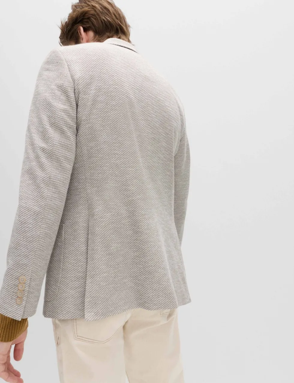 Tailored Fit Cotton Blend Textured Stretch Blazer