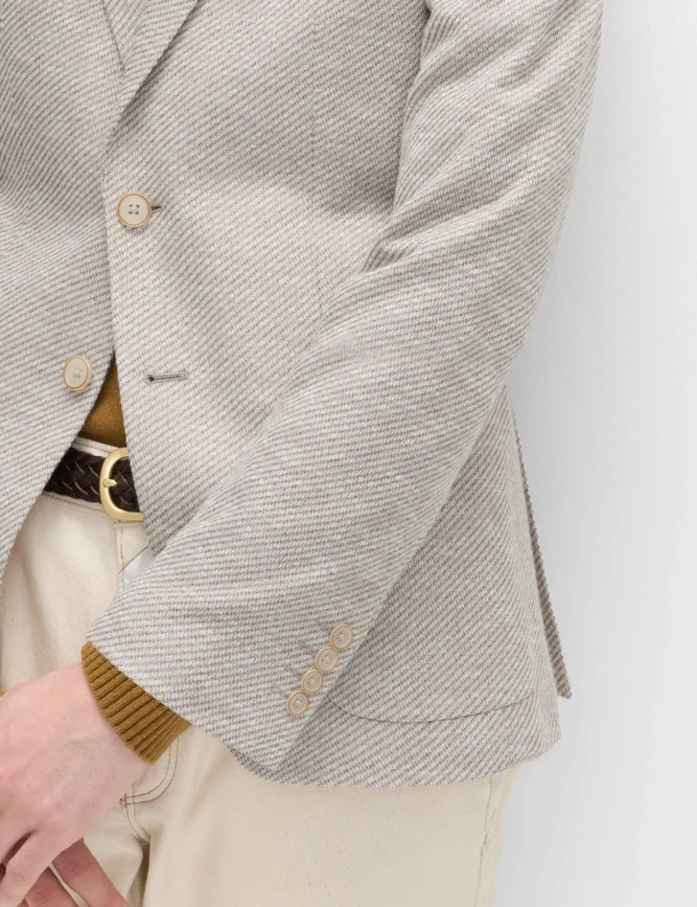 Tailored Fit Cotton Blend Textured Stretch Blazer