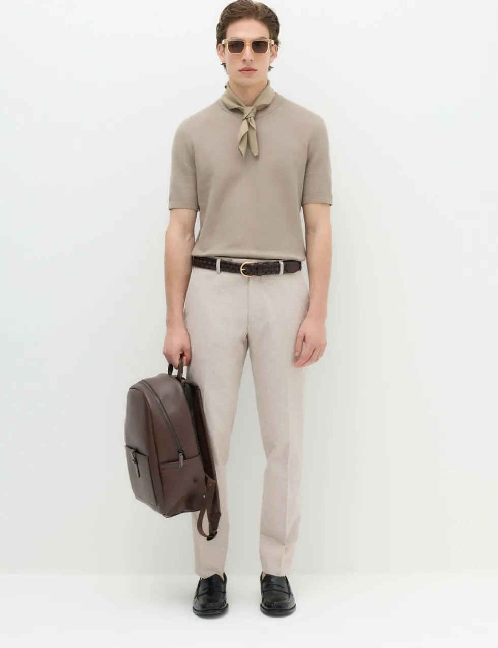 Tailored Fit Cotton Linen Striped Suit Trousers