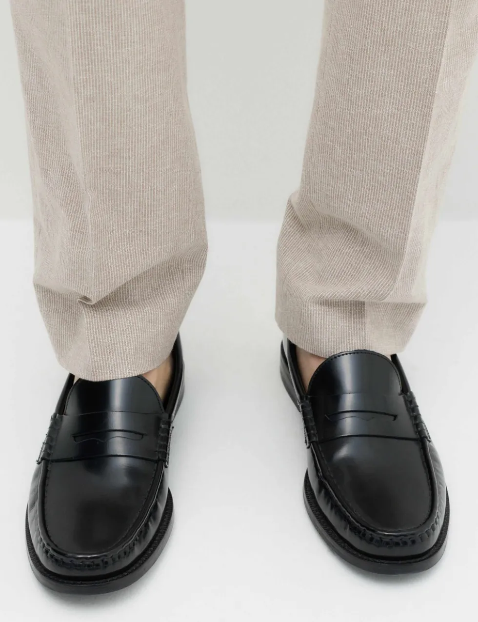 Tailored Fit Cotton Linen Striped Suit Trousers