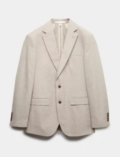 Tailored Fit Cotton Linen Striped Jacket