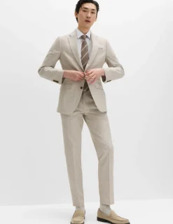 Tailored Fit Cotton Linen Striped Jacket