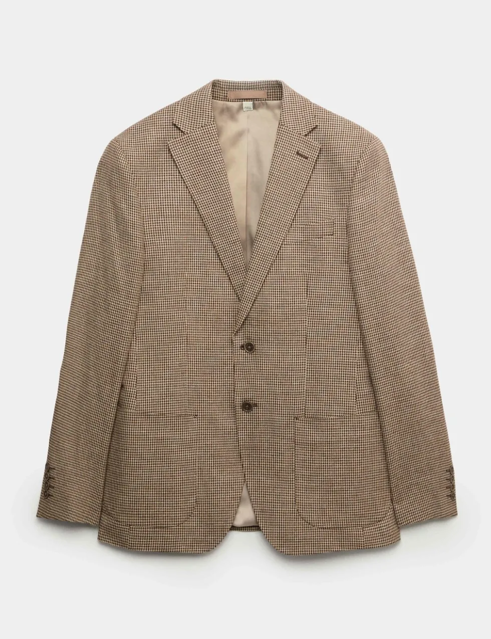 Tailored Fit Cotton Linen Houndstooth Blazer