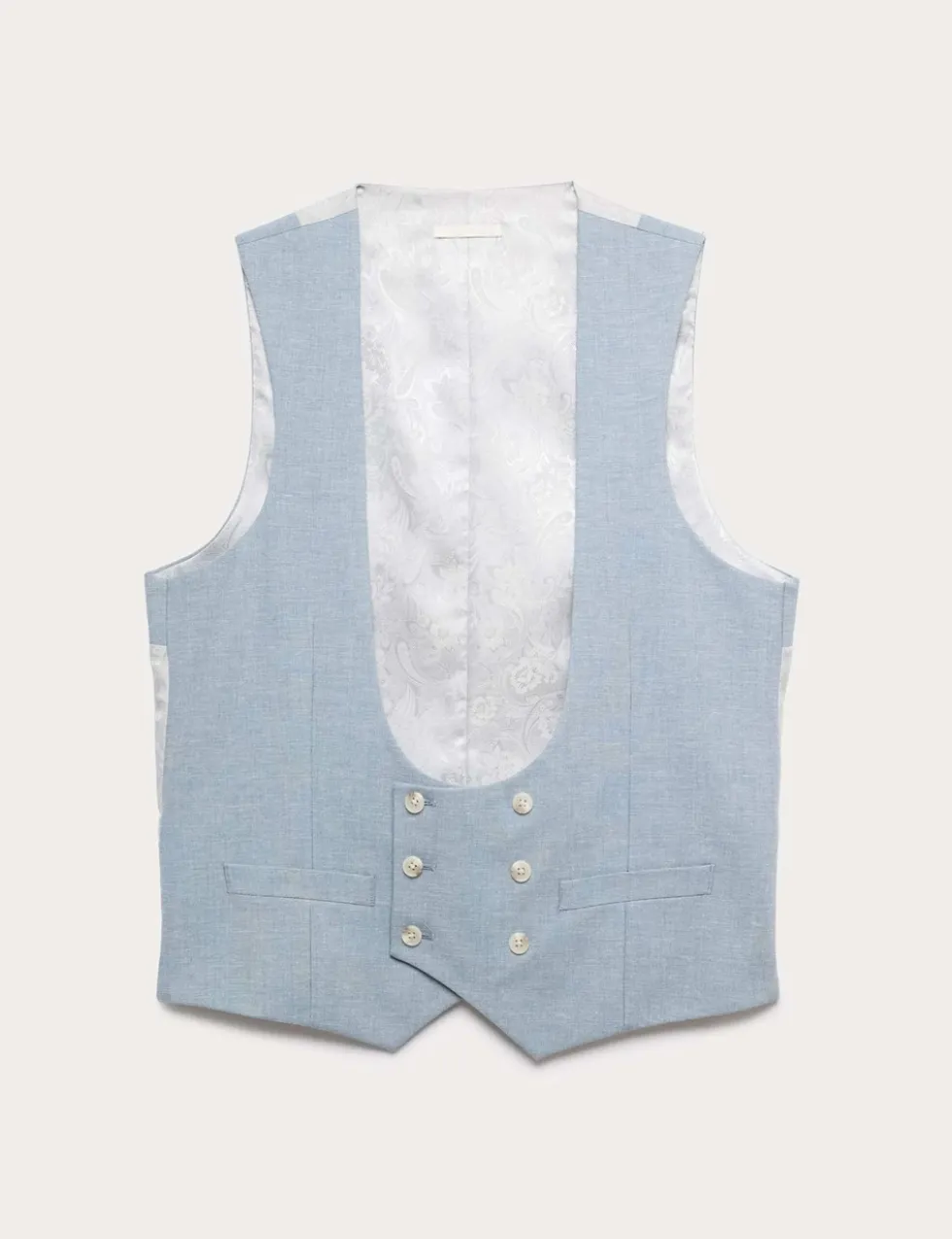 Tailored Fit Double Breasted Waistcoat with Linen