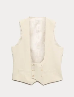 Tailored Fit Double Breasted Waistcoat with Linen