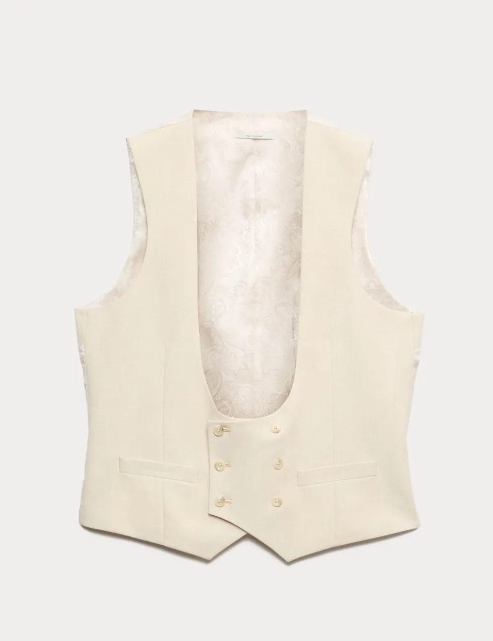 Tailored Fit Double Breasted Waistcoat with Linen