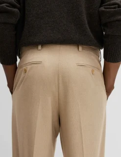 Tailored Fit Flat Front Puppytooth Trousers