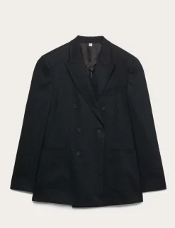 Tailored Fit Italian Linen Blend Double Breasted Blazer