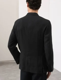 Tailored Fit Italian Linen Blend Double Breasted Blazer