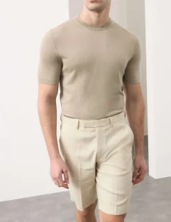 Tailored Fit Italian Performance Linen Blend Suit Shorts