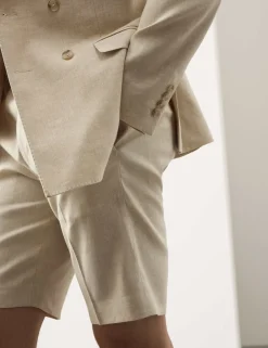 Tailored Fit Italian Performance Linen Blend Suit Shorts