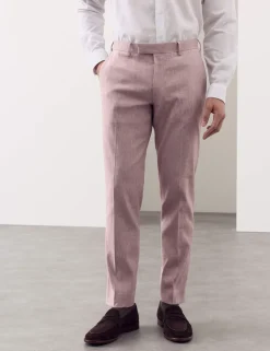 Tailored Fit Italian Performance Linen Blend Suit Trousers