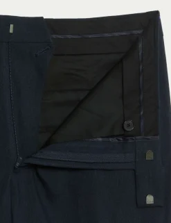 Tailored Fit Italian Performance Linen Blend Suit Trousers