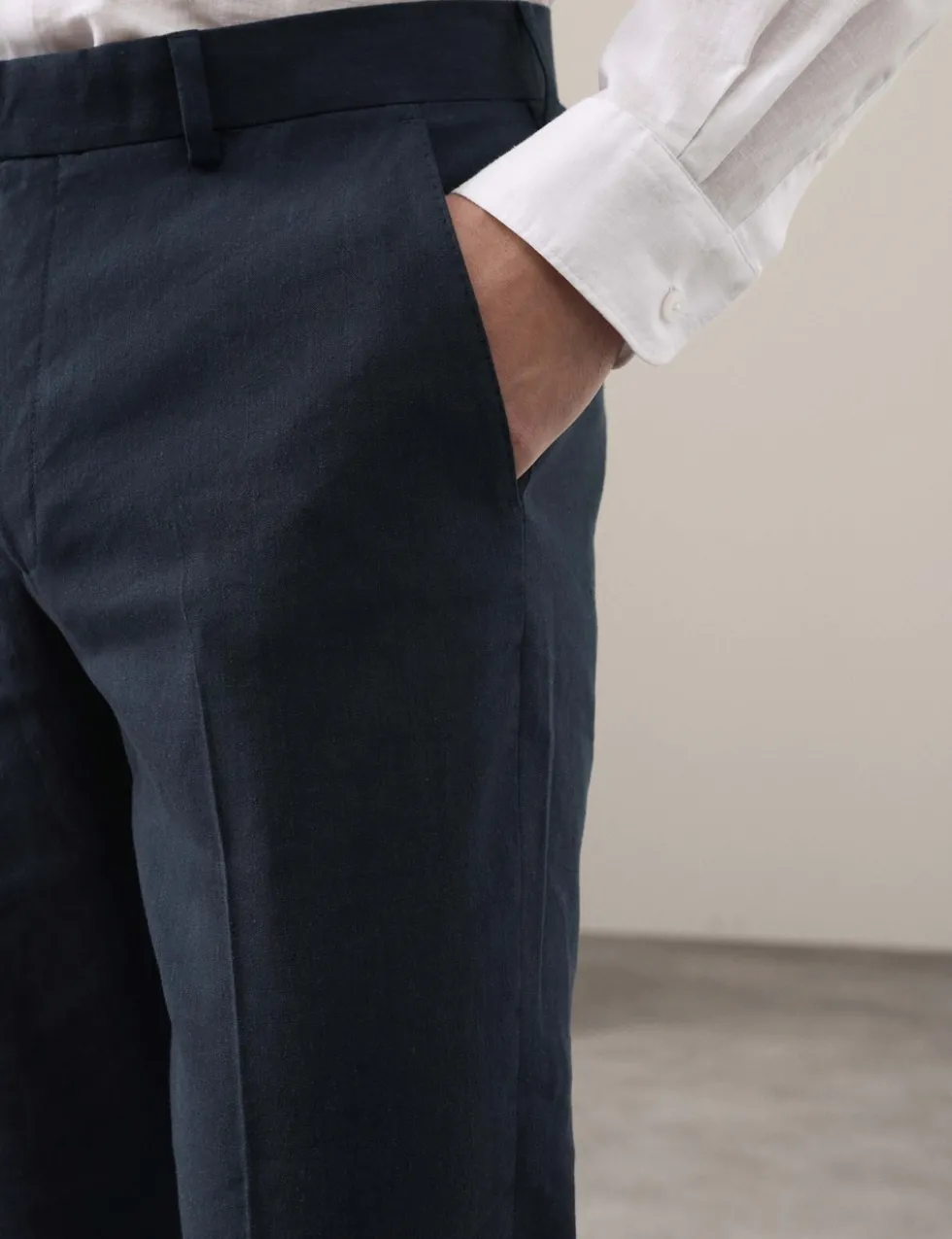 Tailored Fit Italian Performance Linen Blend Suit Trousers