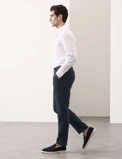 Tailored Fit Italian Performance Linen Blend Suit Trousers