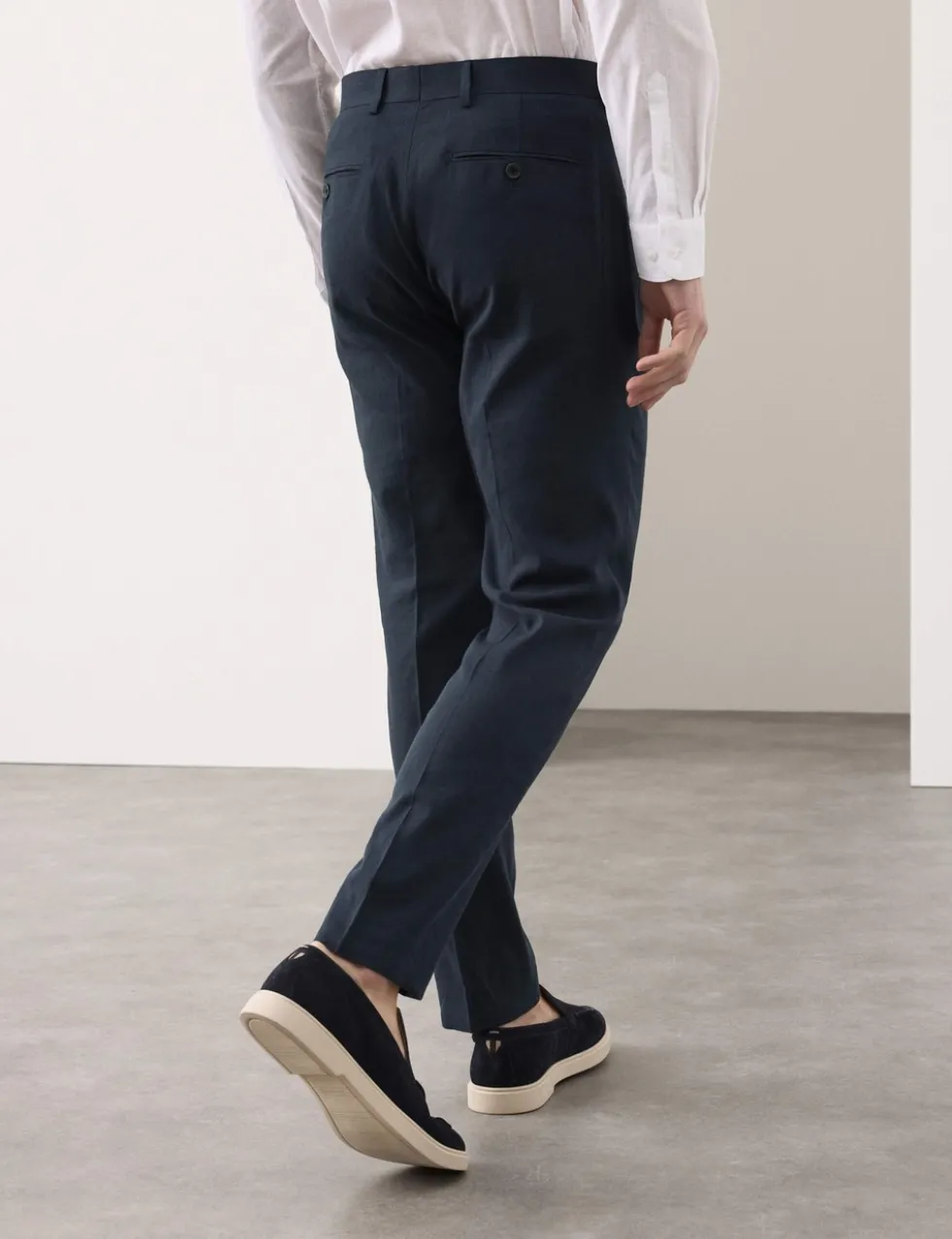 Tailored Fit Italian Performance Linen Blend Suit Trousers