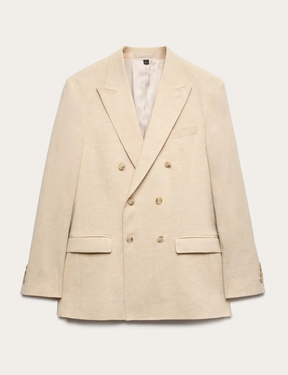 Tailored Fit Italian Performance Linen Blend Double Breasted Suit Jacket