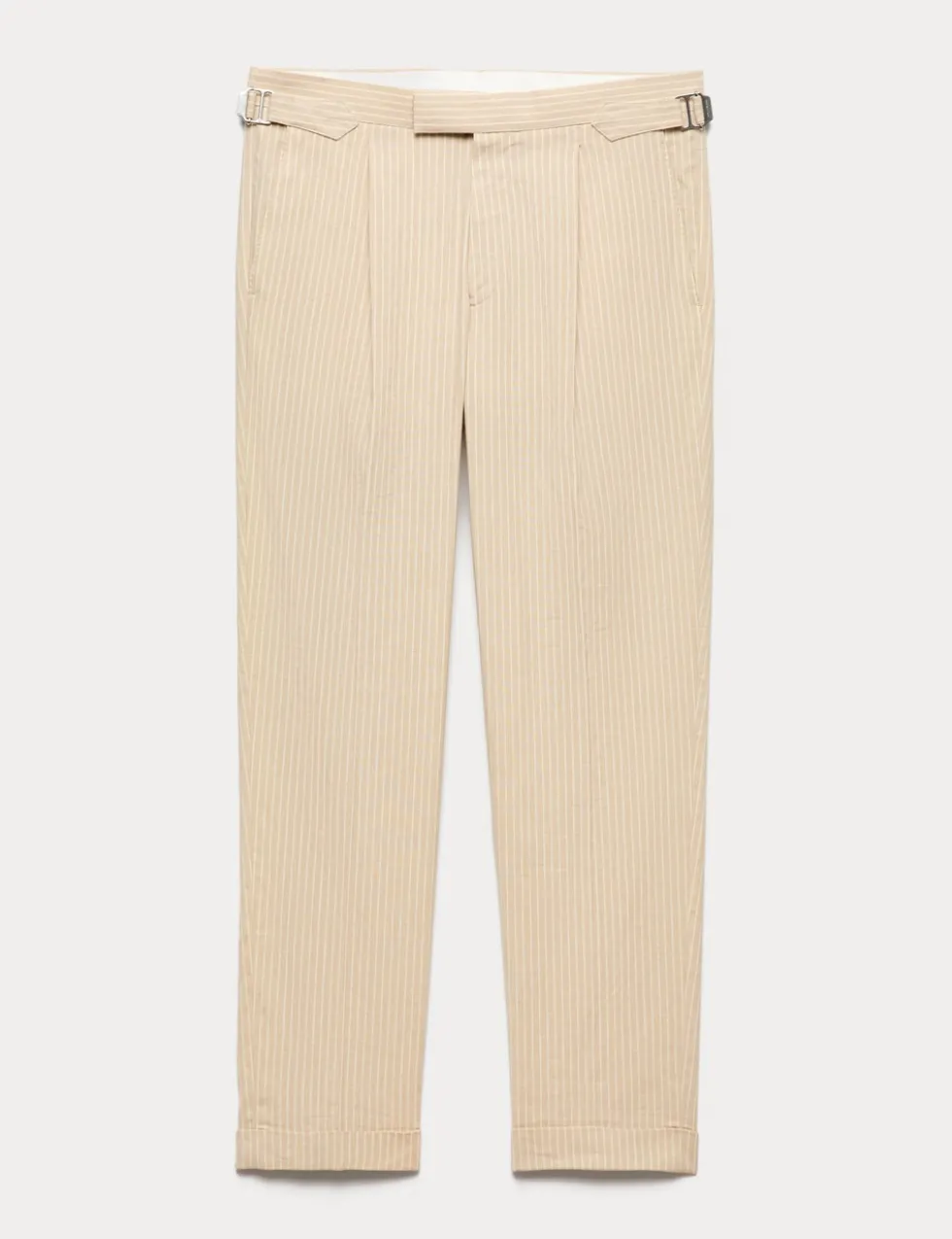 Tailored Fit Italian Performance Linen Blend Pinstripe Suit Trousers