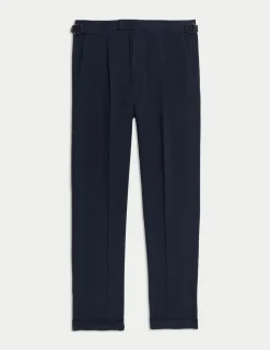 Tailored Fit Italian Performance Linen Blend Suit Trousers