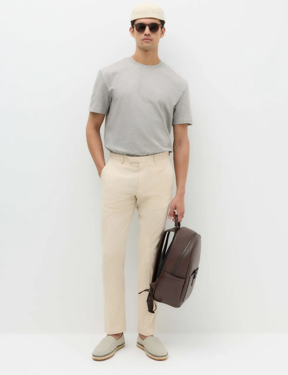 Tailored Fit Italian Performance Linen Blend Suit Trousers