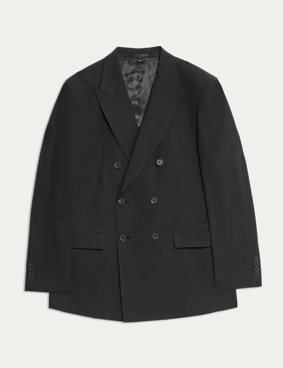 Tailored Fit Italian Performance Linen Blend Double Breasted Suit Jacket