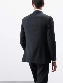 Tailored Fit Italian Performance Linen Blend Double Breasted Suit Jacket