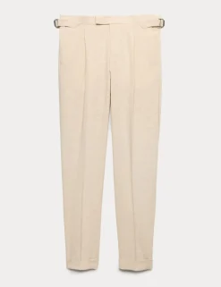 Tailored Fit Italian Performance Linen Blend Suit Trousers