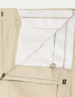 Tailored Fit Italian Performance Linen Blend Suit Trousers