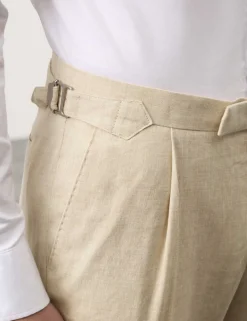 Tailored Fit Italian Performance Linen Blend Suit Trousers