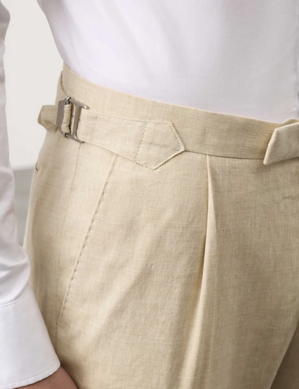 Tailored Fit Italian Performance Linen Blend Suit Trousers