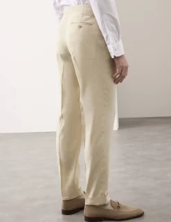 Tailored Fit Italian Performance Linen Blend Suit Trousers
